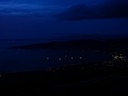 両津湾と市街地 (Ryōtsu bay with city lights before dawn)
